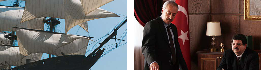 125 Years Memory still images with Ertugrul frigate and Minister of Transport Veysel Atasoy played by Ayhan Isik